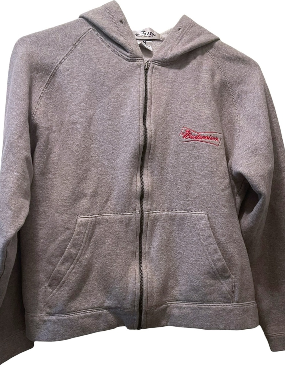 Budweiser women’s Gray Zip Hoodie with Red Logo